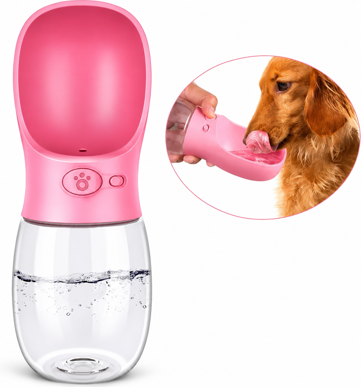 BEBEDERO PORTATIL PARA MASCOTA CON BOTON