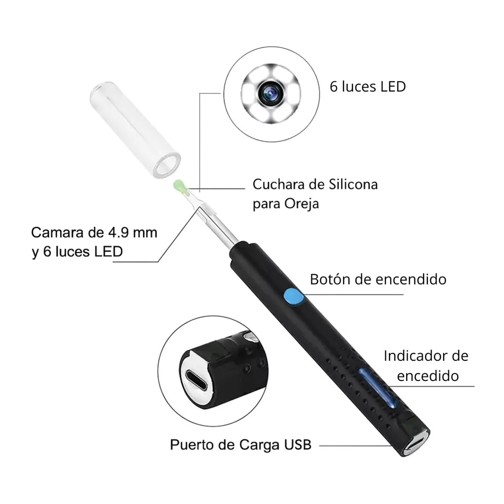 Kit Limpieza de Oídos con Cámara y conexión  a wifi