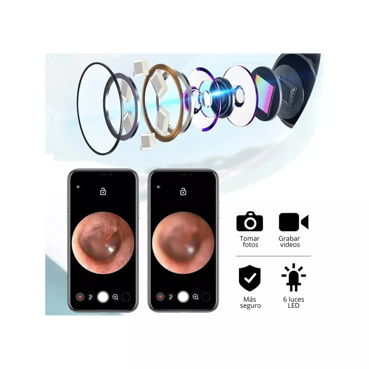 Kit Limpieza de Oídos con Cámara y conexión  a wifi