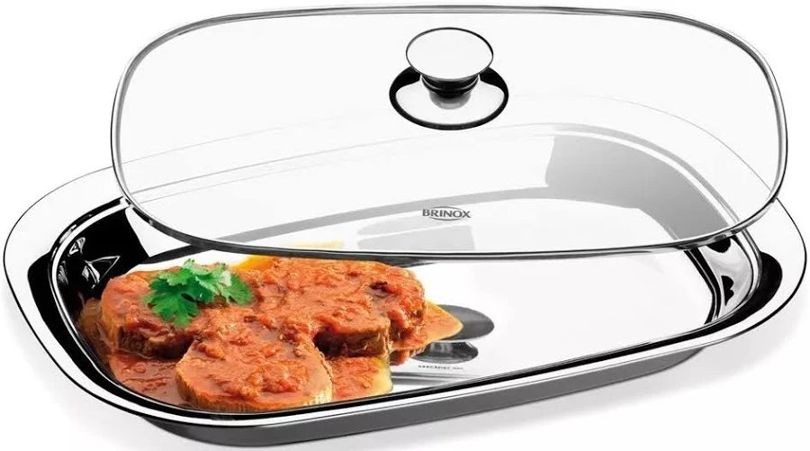 Fuente Con Tapa  Vidrio Brinox Acero 35