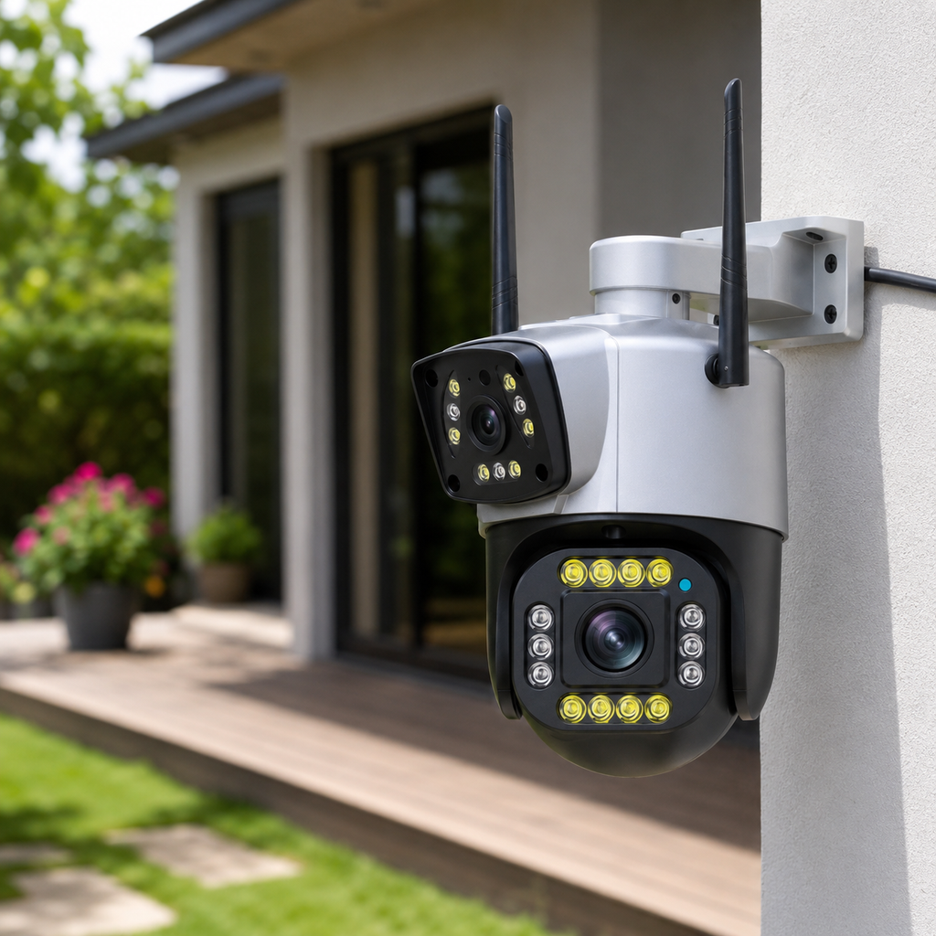 Cámara de Seguridad PTZ Lente Dual para