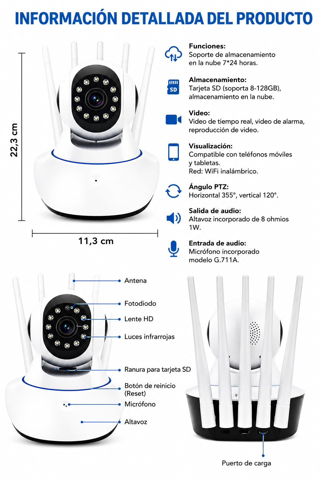 Camara ip seguridad wifi 360°
