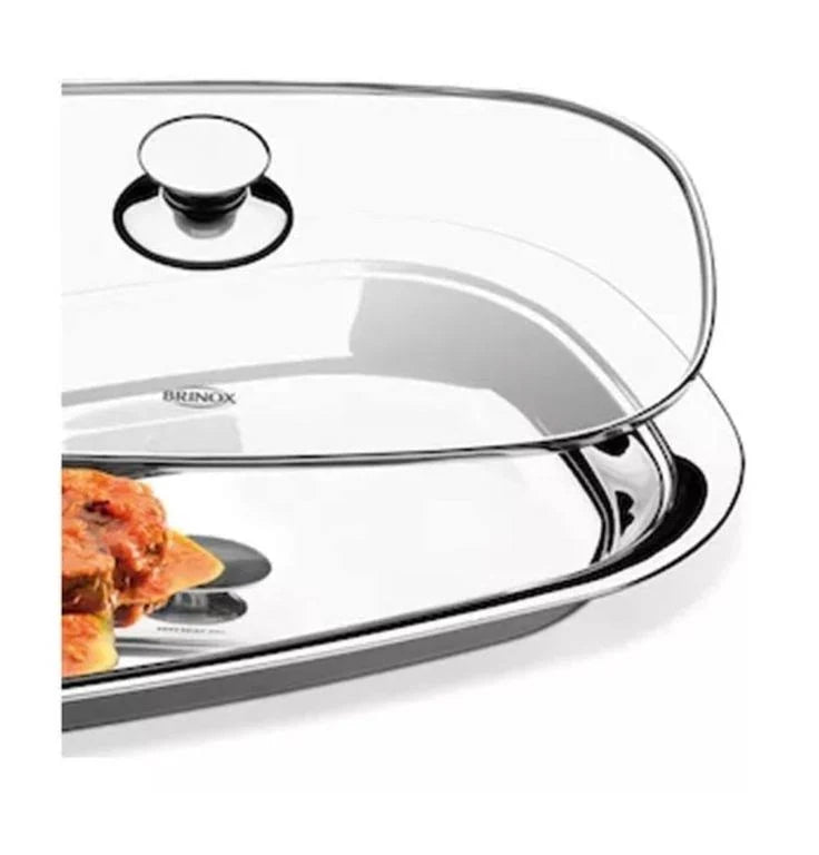Fuente Con Tapa  Vidrio Brinox Acero 35