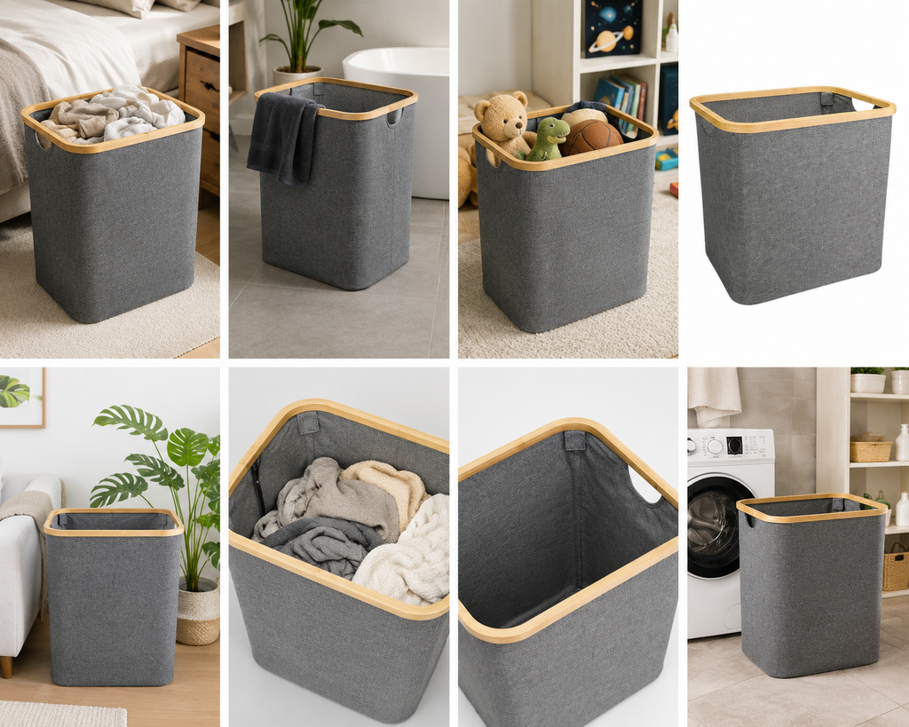 Cesto Plegable Rectangular Bambú