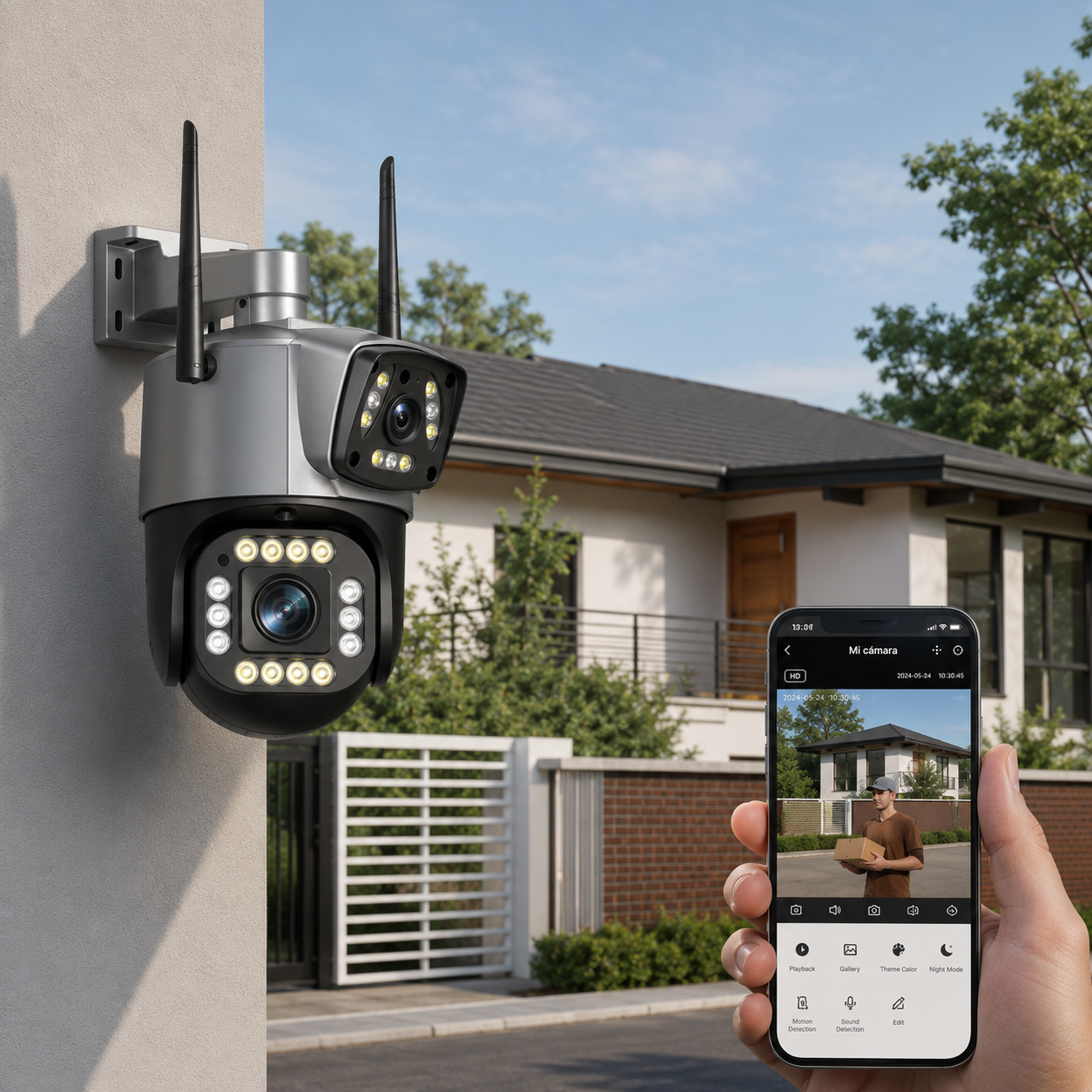 Cámara de Seguridad PTZ Lente Dual para