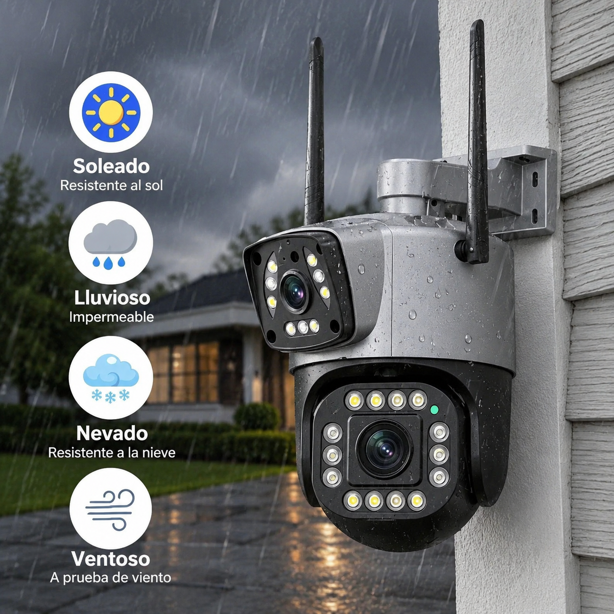 Cámara de Seguridad PTZ Lente Dual para