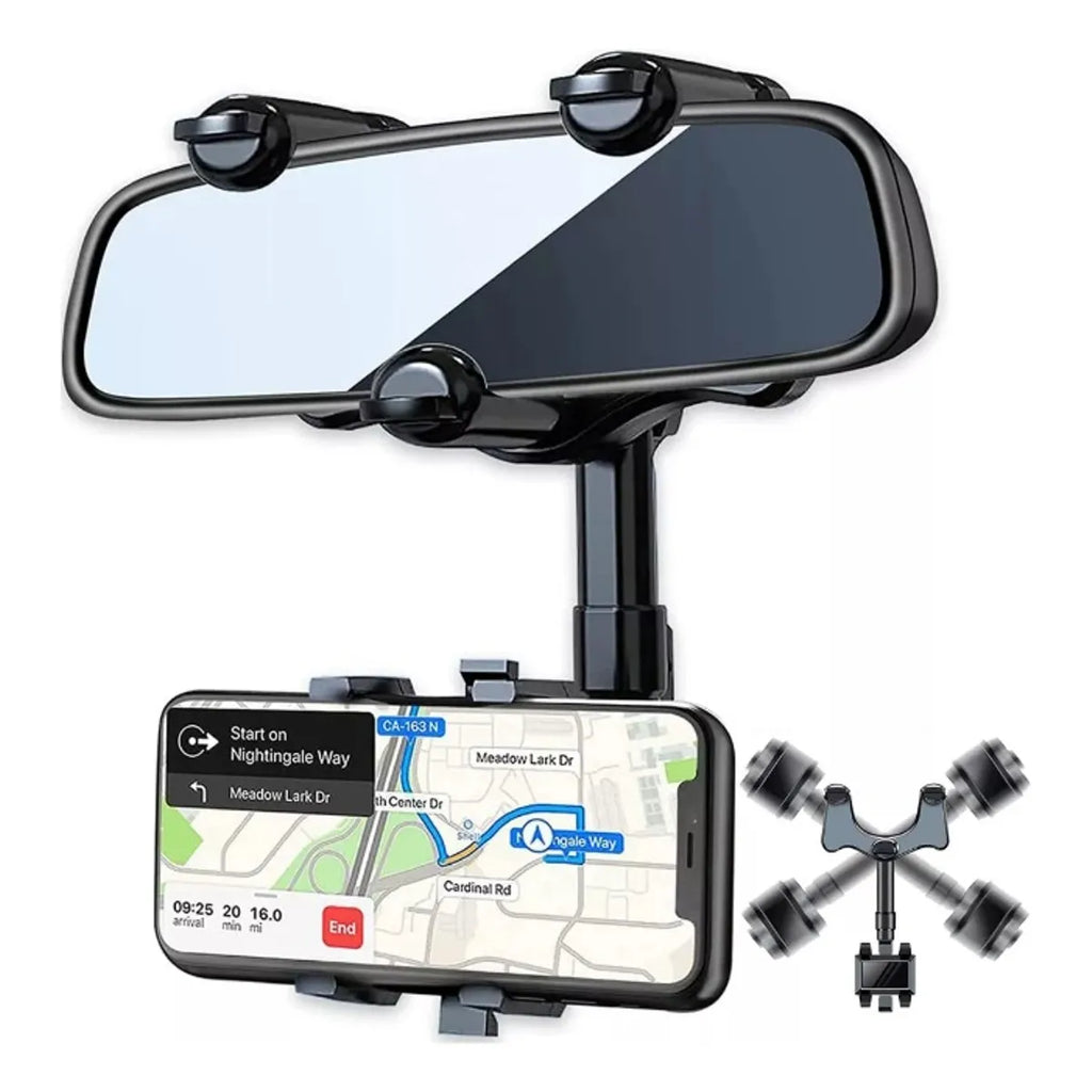 PORTA CELULAR ESPEJO RETROVISOR GIRATORI