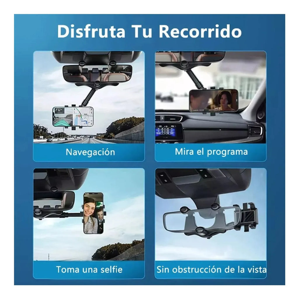 PORTA CELULAR ESPEJO RETROVISOR GIRATORI