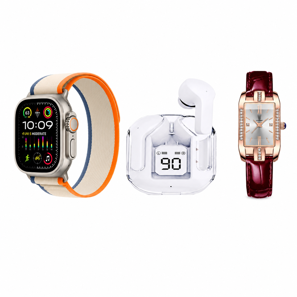 Kit SmartWatch+Reloj Analógico+Audífonos