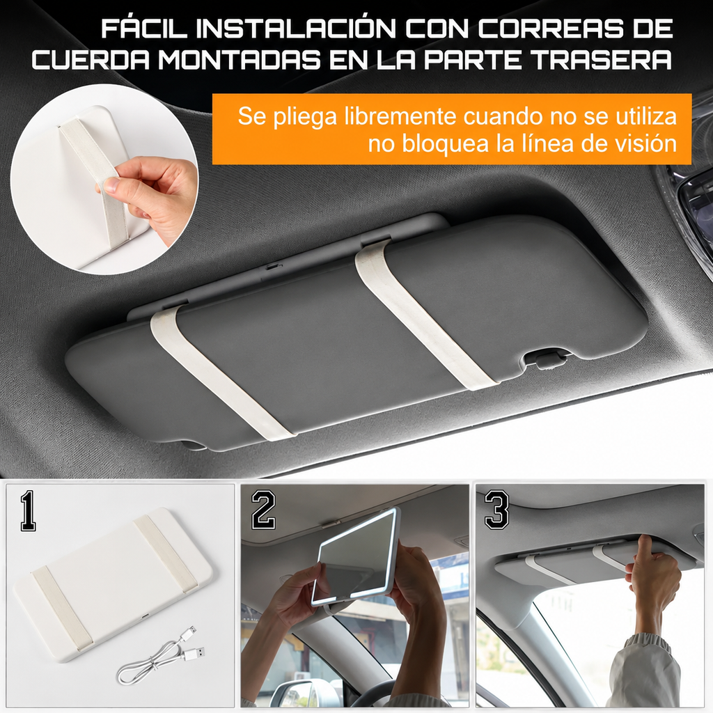 L - ESPEJO LED RECARGABLE AUTO