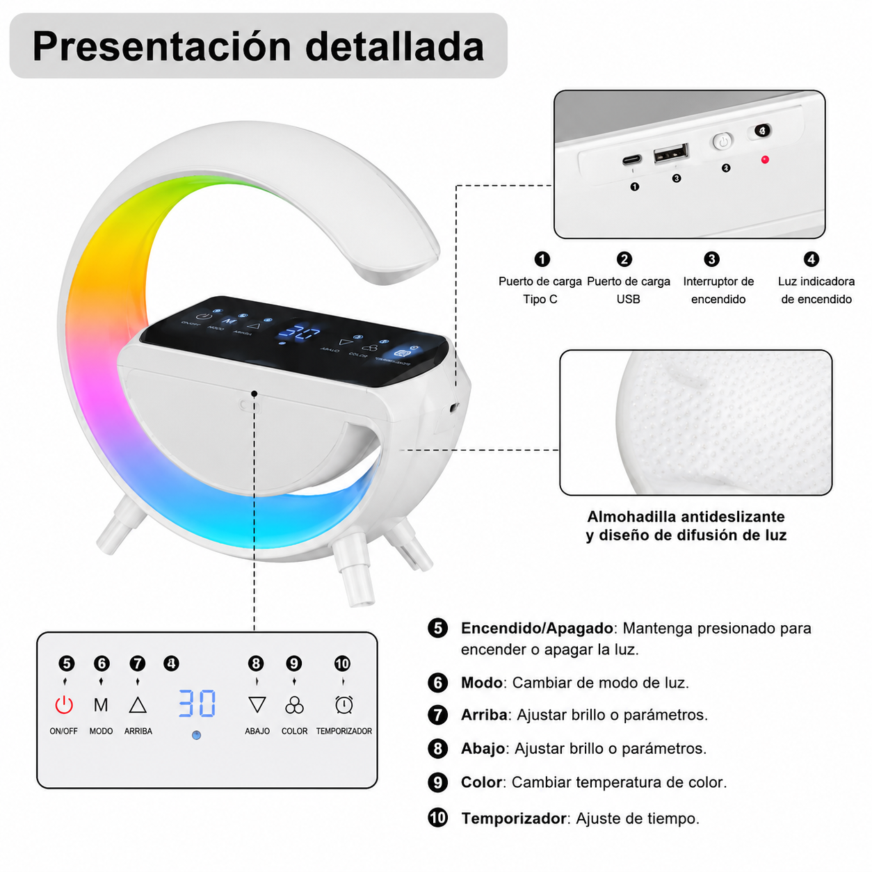 Altavoz Bluetooth Con Reloj y Cargador