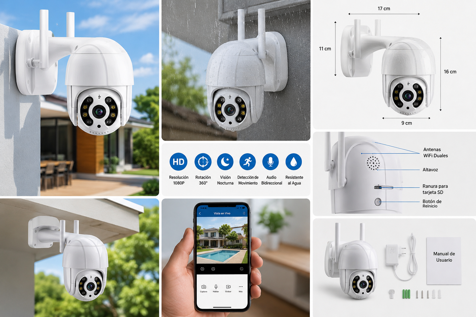 Cámara WiFi resistente al agua