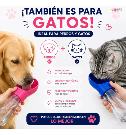 BEBEDERO PORTATIL PARA MASCOTA CON BOTON