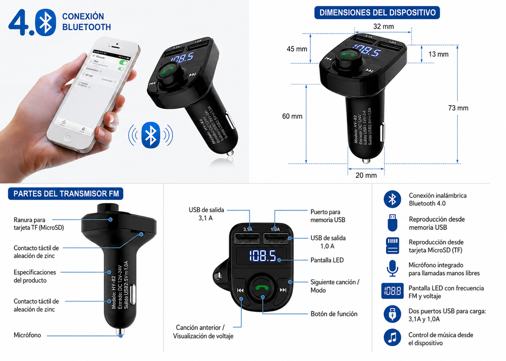 RECEPTOR BLUETOOTH AUTO