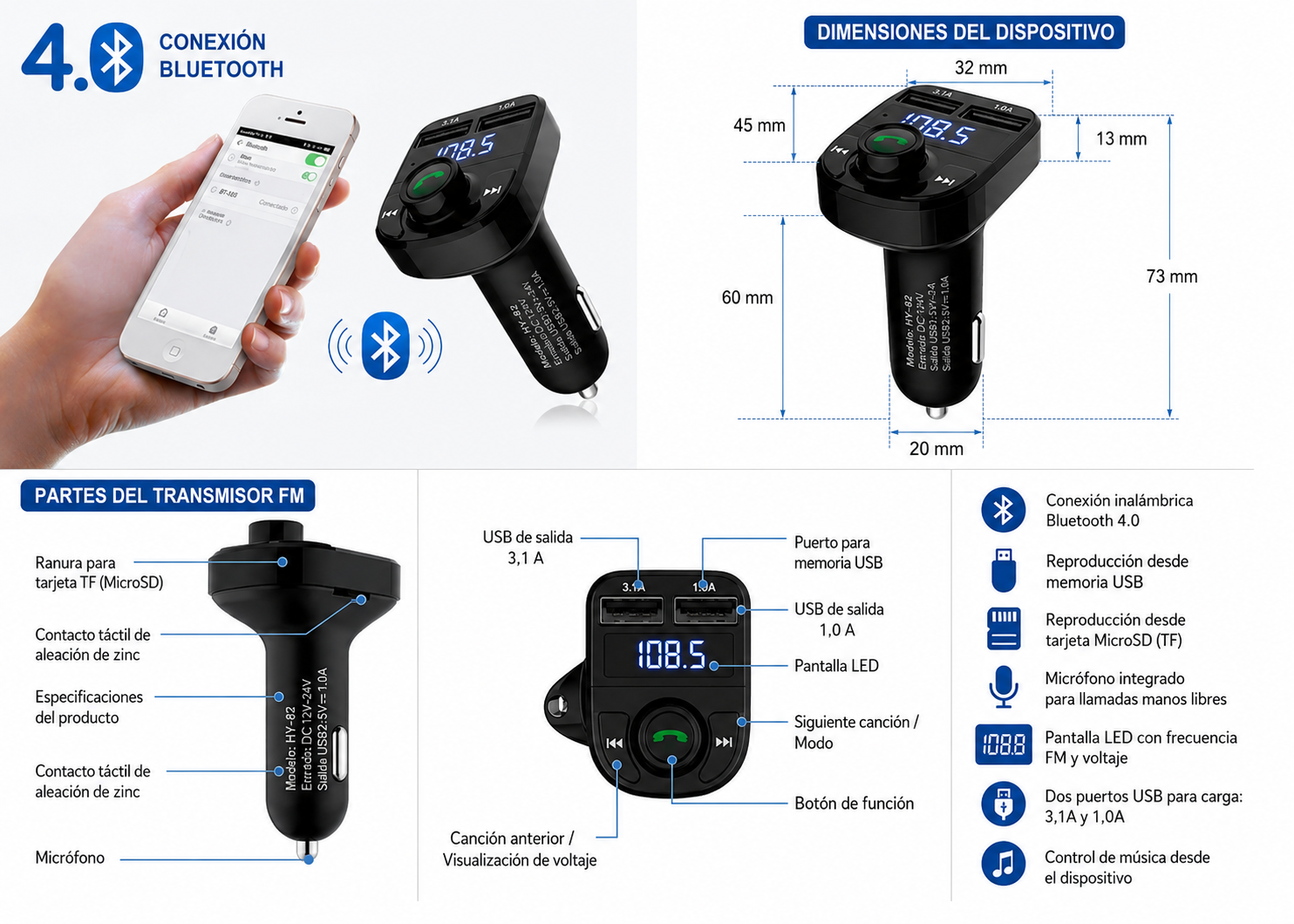 RECEPTOR BLUETOOTH AUTO