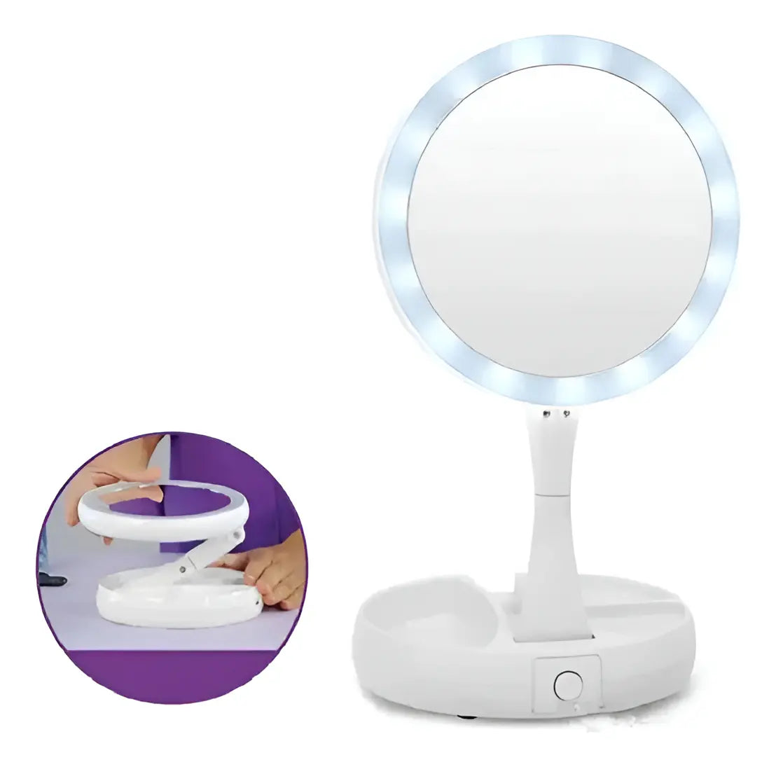 Espejo De Maquillaje Led Plegable