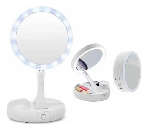 Espejo De Maquillaje Led Plegable
