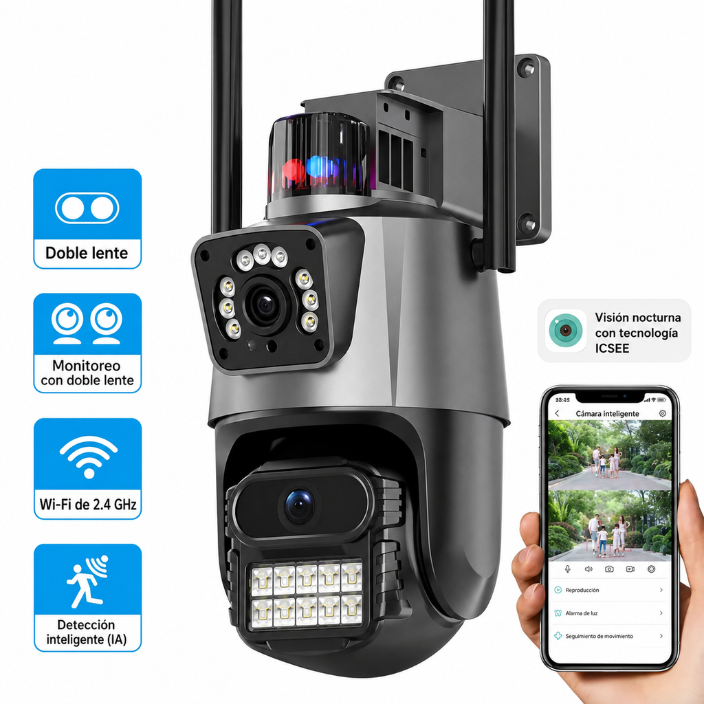Camara De Seguridad Wifi Con Doble Lente