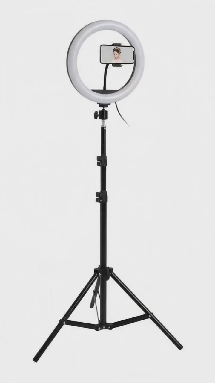 ARO DE LUZ LED 26 CM CON TRÍPODE AJUSTABLE