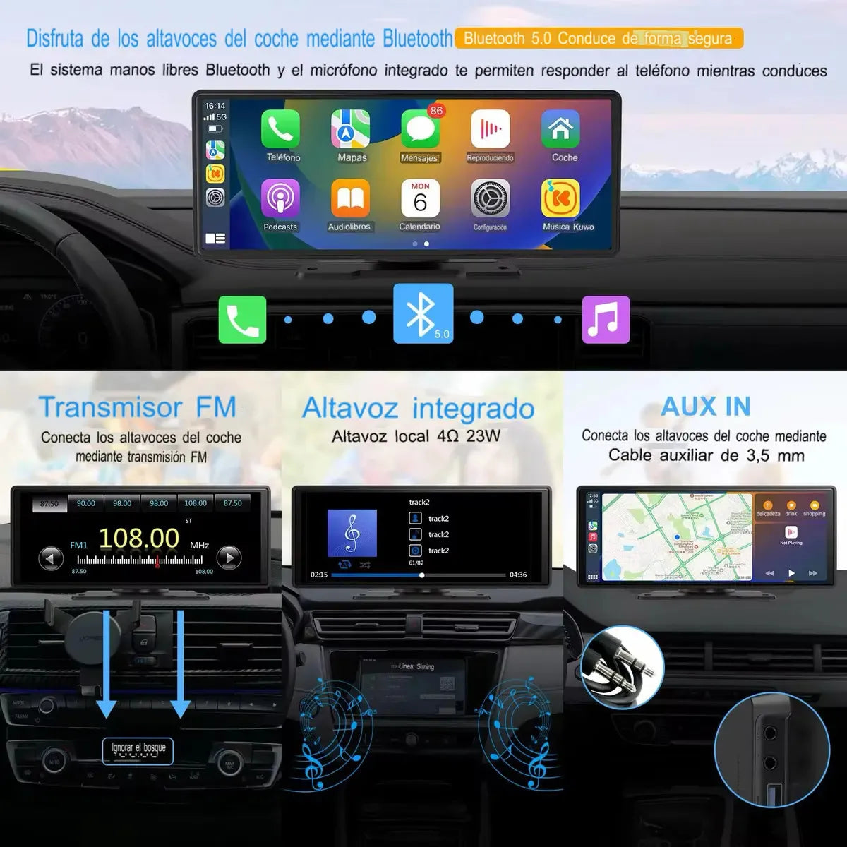 Radio Portatil pantalla 10" carplay